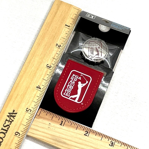 PGA Tour Golf Metallic Pocket Clip With Ball Marker Tango Red New - Picture 10 of 16